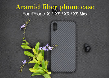 cas soyeux de téléphone de fibre d'Aramid de texture du toucher doux 3D pour l'iPhone XS