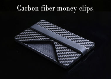 Porte-cartes mince d'agrafe d'argent de fibre de carbone de taille faite sur commande