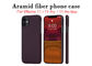 Coque iPhone 12 Kevlar en fibre d'aramide véritable antipoussière de couleur rouge et noire